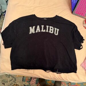 Francesca's Collections Black 'Malibu' Cropped Short Sleeve Tee